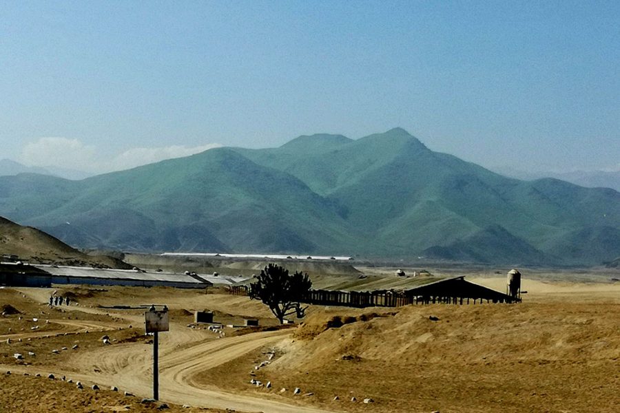 Farms in the desert and the green hills of Pachacamac