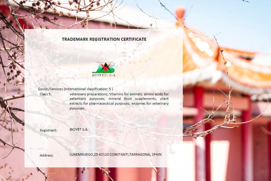 Biovet S.A. registers its commercial trademark in China